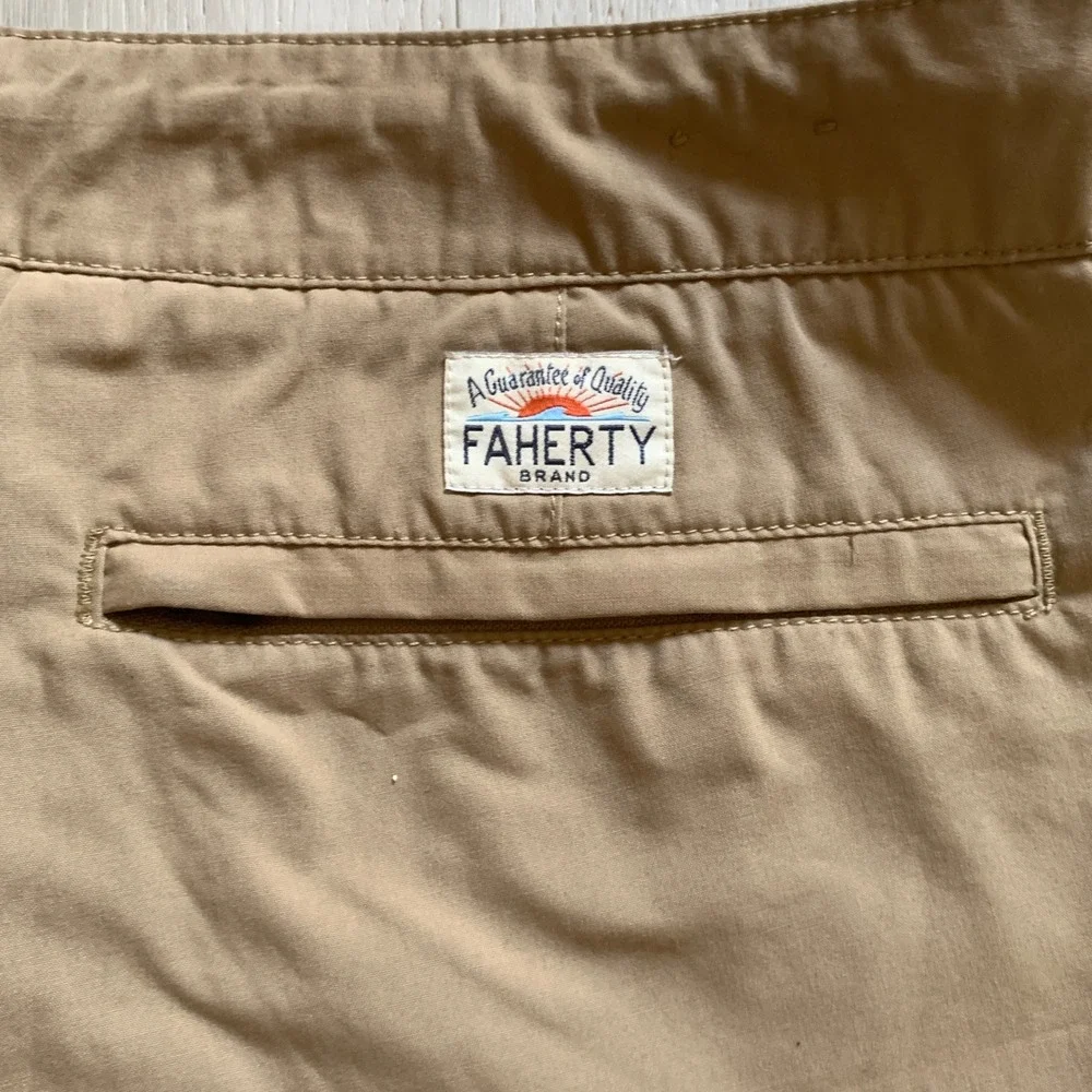 Faherty All Day Shorts Mens 32 Khaki Tan Hybrid Board Shorts‎ Quick Dry Chino